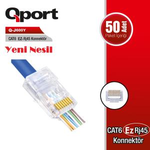CAT6 50 ADET EZ-RJ45 YENİ NESİL KONNEKTOR Q-J600Y