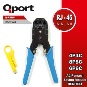 (Q-PEN5) RJ45/RJ11/RJ12 KABLO SIKMA PENSESİ + KABLO SIYIRICI