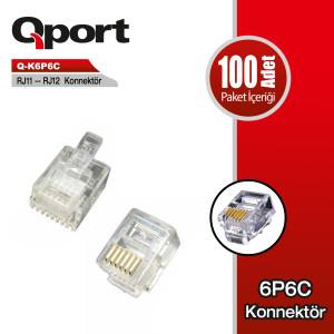 RJ11/RJ12 KONNEKTOR 100'lü Q-K6P6C
