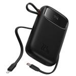 QPOW P10055003113-00 2 DUAL KABLOLU 10.000 MAH 22.5W POWERBANK-SİYAH