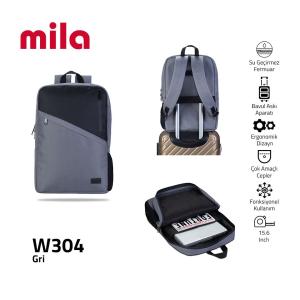 Mila 17.3 15.6'' Uyumlu 5 Bölmeli WtxPro Su Geçirmez Sırt Çantası W304