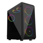 FRISBY FC-8890G 650W 6X120MM DOUBLE SLIM RING RGB FAN USB 3.0 MİDİ TOWER SİYAH KASA