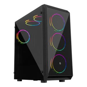 FRISBY FC-8890G 650W 6X120MM DOUBLE SLIM RING RGB FAN USB 3.0 MİDİ TOWER SİYAH KASA