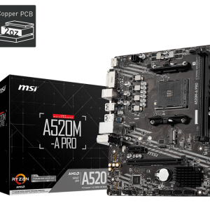 MSI A520M-A PRO DDR4 3200MHZ 1XHDMI 1XDVI 1XM.2 USB 3.2 MATX AM4 (AMD 5000 VE 3000 SERİSİ İŞLEMCİ UYUMLU)